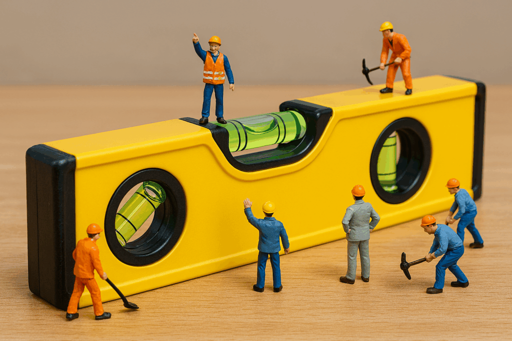 Picture of readiness in action - personnel on top of a spirit level